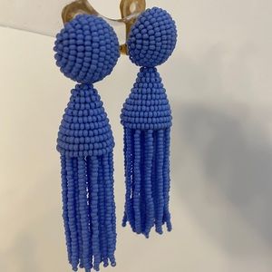 Oscar De La Renta blue tassel beaded earrings